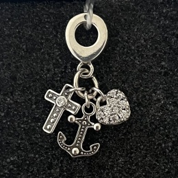 Charms do bransoletki- serce, krzyż, kotwica
