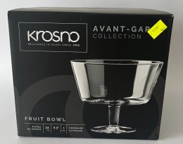 Szklana patera na nodze na owoce KROSNO